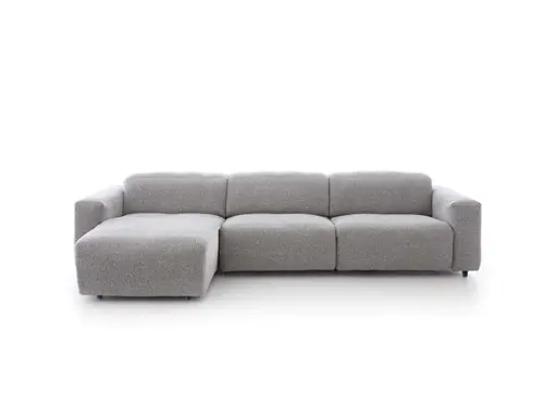 Ecksofa - Longchair links mit 2-Sitzer, Stoff, Hellgrau