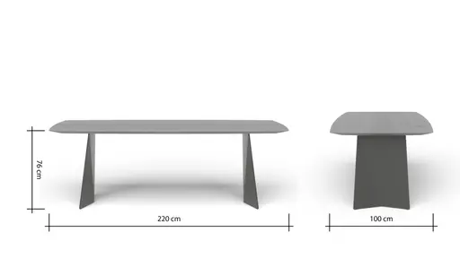 Esstisch 3100 - LB ca. 220x100 cm, Asteiche massiv, Geräuchert, Bianco, Stahlwange, Schwarz