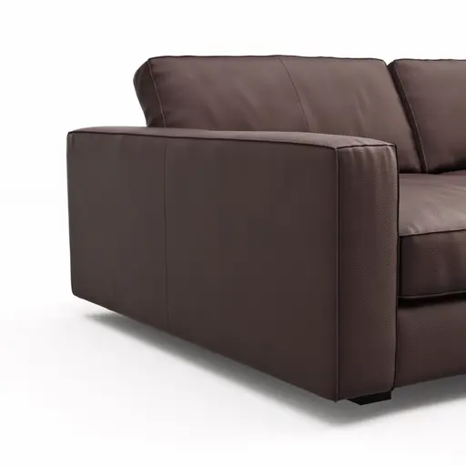 Sofa Aprino 2 - 3,5-Sitzer XXL, Dickleder, Dunkelbraun , Armlehne Block schmal