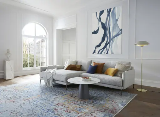 Ecksofa Cuneo Klassik - Longchair links, 2-Sitzer, Stoff, Hellgrau