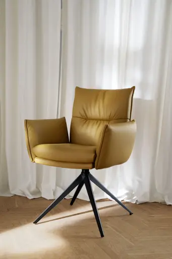 Armlehnstuhl Coscino - Leder, Senfgelb