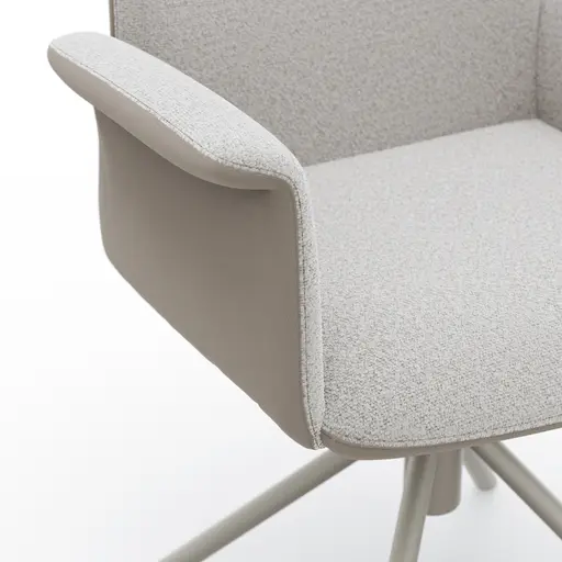 Armlehnstuhl Sedana - drehbar, Leder & Stoff, Grau