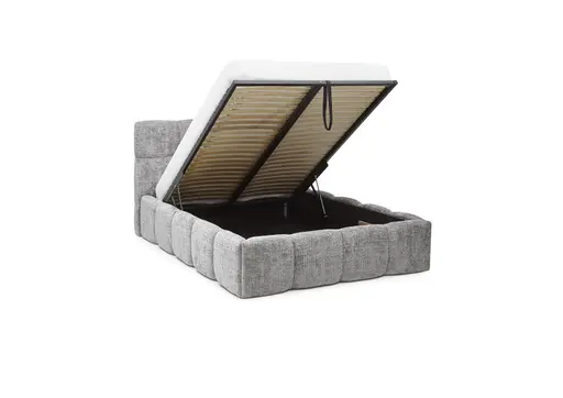 Bettgestell SANDRIN R- Liegefläche ca. 140x200 cm, Stoff, Hellgrau, inkl Latterost und Stauraum