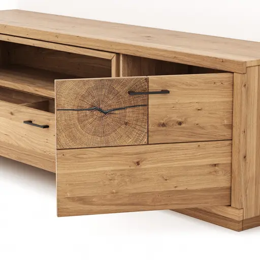 Lowboard Hartford - BHT ca. 188x59x40 cm, Eiche massiv, mit Hirnholzapplikation
