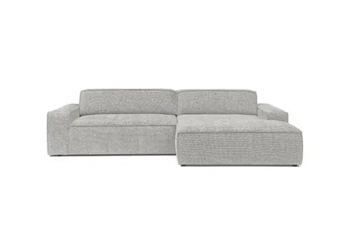 Ecksofa - 2-Sitzer mit Longchair rechts, Sitzvorzug motorisch, Stoff, Silbergrau