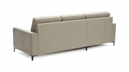 Ecksofa Merlos H -Longchair links und 2,5-Sitzer rechts inkl. Relaxfunktion (motorisch), Leder, Kreide