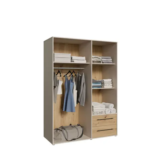  Drehtürenschrank FATHIE- B ca. 144 cm, Sand, Eiche Dekor