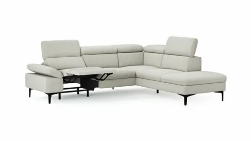 Ecksofa Felipa - 2,5-Sitzer mit Ecke rechts inkl. Armlehne verstellbar und Rückenlehne/Sitztiefe verstellbar (motorisch), Stoff, Natur