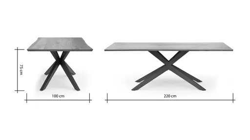 Esstisch Nayara - LB ca. 220x100 cm, Münsterland-Eiche massiv, geölt