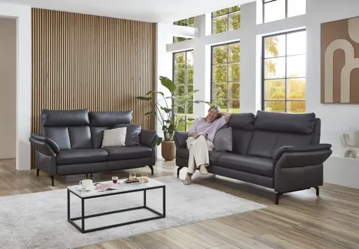 Sofa - 2,5-Sitzer, Leder, Anthrazit