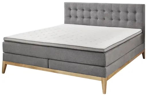 Boxspringbett- Liegefläche ca. 180x200 cm, Stoff, Hellgrau