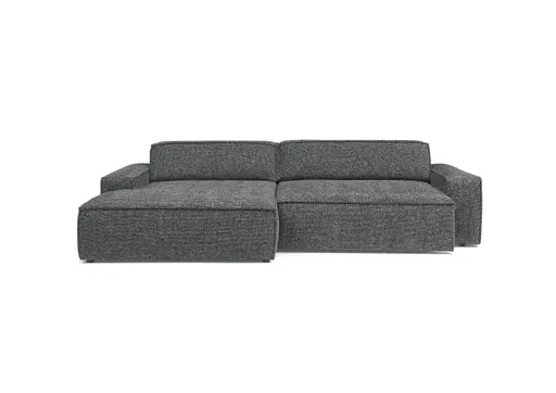 Ecksofa - Longchair links mit 2-Sitzer, Sitzvorzug motorisch, Stoff, Anthrazit