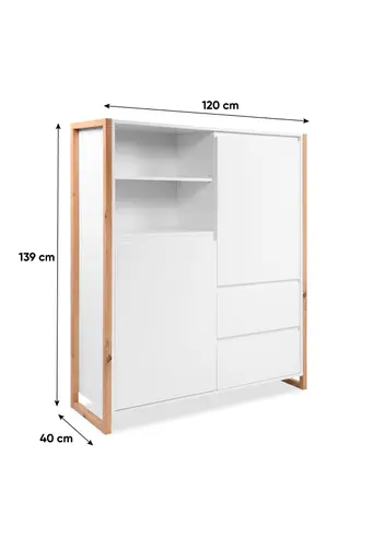 Highboard - B ca. 120 cm, Weiß, Artisan Eiche Nachbildung