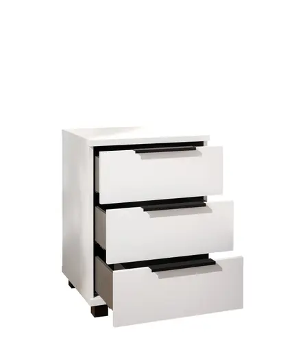 Nachtkommode - B. ca. 46 cm, Dekor, Weiß