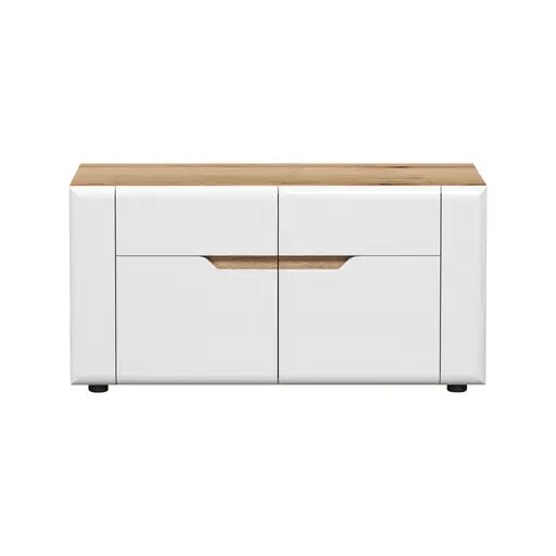 Sitzbank - B ca. 91 cm, Eiche Evoke Nachbildung, Weiß Hochglanz