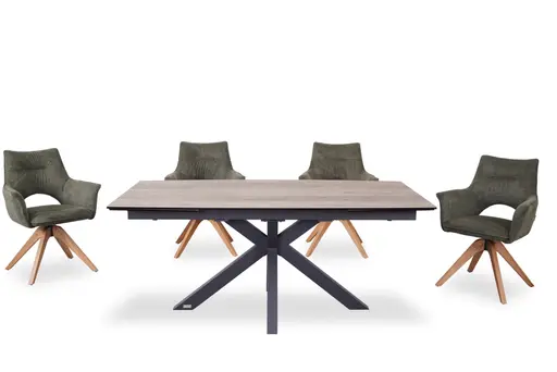 Esstisch MELANIA - ausziehbar, LB ca. 180x95 cm, Glaskeramik, Braun