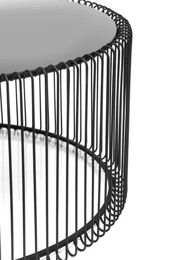 Couchtisch-Set- Stahl, Schwarz, Glas, Schwarz