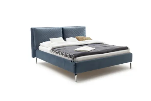 Polsterbett Farenza - Liegefläche ca. 180x200 cm, Velour, Azurblau