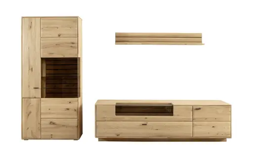 Wohnwand - Balkeneiche massiv