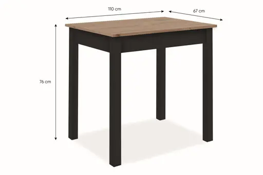 Esstisch - LB ca. 110x67 cm, Artisan Eiche Nachbildung, Schwarz