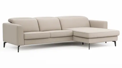 Ecksofa Rafaela 2.0 - 2,5-Sitzer mit Longchair rechts inkl. Sitzvorzug, Kopteilverstellung motorisch und Relaxfunktion motorisch im Longchair, Leder, Champagner