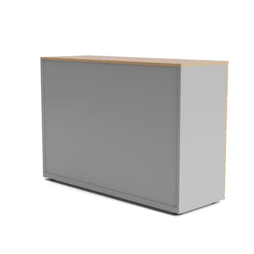 Kommode Caluma - Lack Taupe, Balkeneiche Riffholz