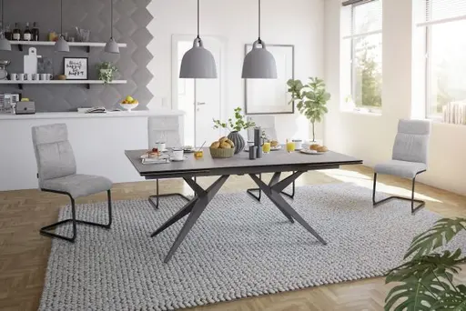 Esstisch MICHELA - ausziehbar, LB ca. 95x180 cm, Keramik, Dunkelgrau