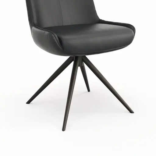 Stuhl Mis - Leder, Schwarz, Drehbar, Gestell Schwarz