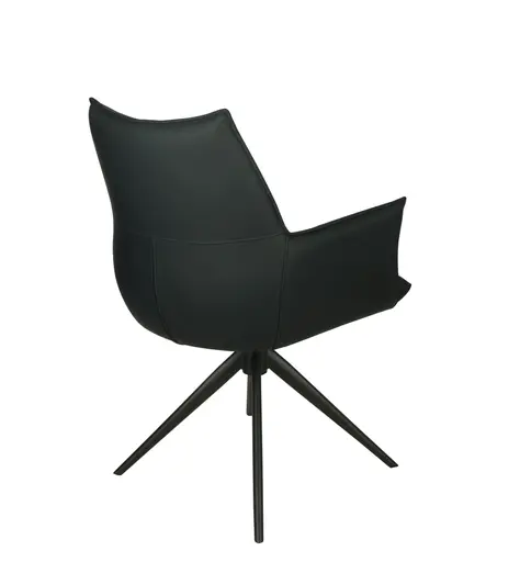 Armlehnstuhl MELE - drehbar, Leder, Schwarz