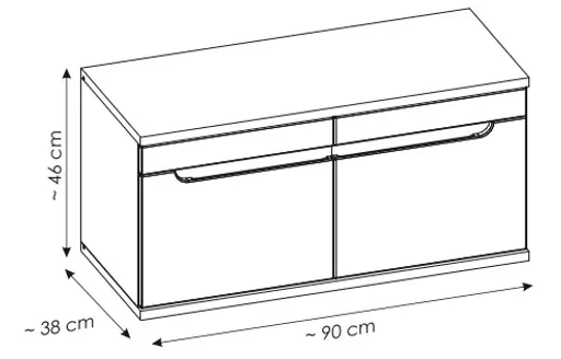 Sitzbank - B ca. 90 cm, Kaschmir, Nussbaum Nachbildung