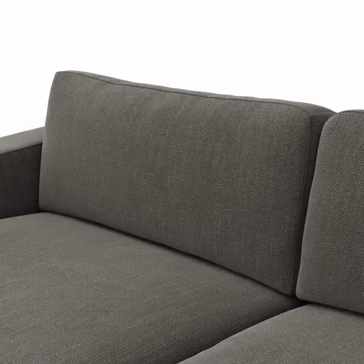 Ecksofa Juni - 1,5-Sitzer mit Longchair rechts, Stoff, Schwarz