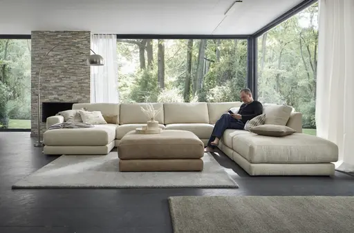 Hocker Toronto - BL ca. 95x100 cm, Leder, Taupe