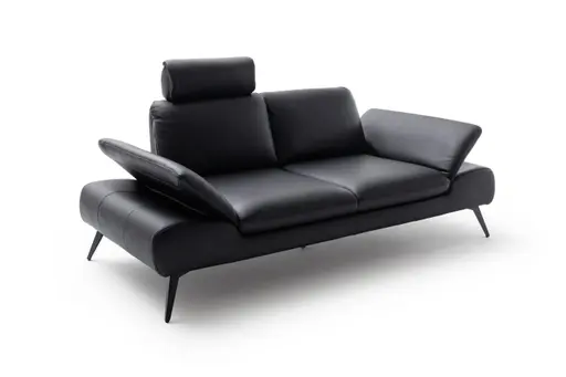 Sofa Collina - 2,5-Sitzer, Leder, Schwarz