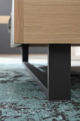 Bett Viana - Liegefläche ca. 180x200 cm, Balkeneiche furniert, Stoff, Anthrazit