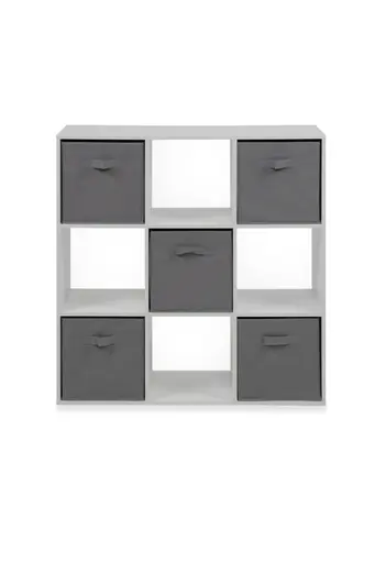 Regal - inkl. Stoffboxen, B ca. 89 cm, Weiß, Grau