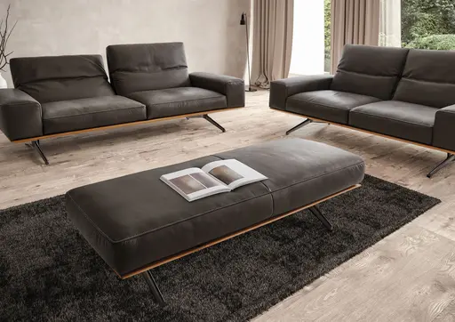 Hockerbank - Leder, Dunkelbraun