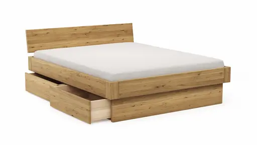 Bettgestell 1660 - Liegefläche ca. 160x200 cm, Wildeiche massiv, geölt