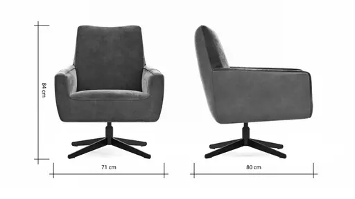 Drehsessel Matina - Größe M, Leder&Stoff, Nougat, Weinrot