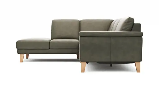 Ecksofa Rockport A - Ecke links mit 2,5-Sitzer inkl. Relaxfunktion (motorisch), Leder, Dunkelgrau