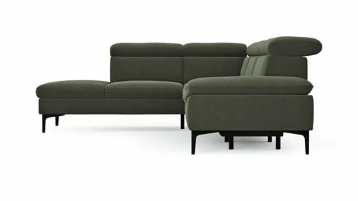 Ecksofa Felipa - Ecke links mit 2,5-Sitzer inkl. Armlehne verstellbar und Rückenlehne/Sitztiefe verstellbar (motorisch), Stoff, Dunkelgrün