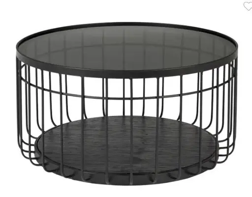 Couchtisch Svala M - Eisen, MDF, Glas, Schwarz