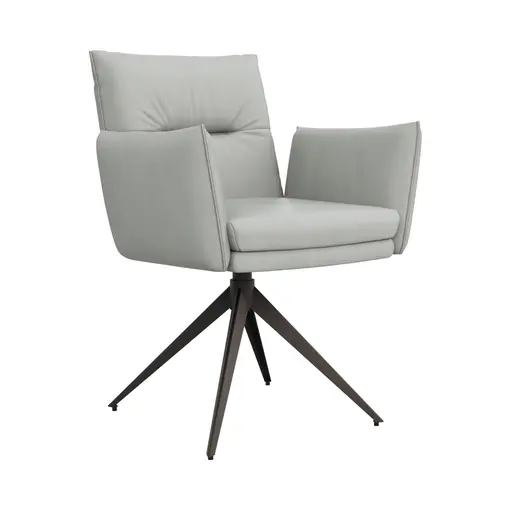 Armlehnstuhl Coscino - Leder, Hellgrau