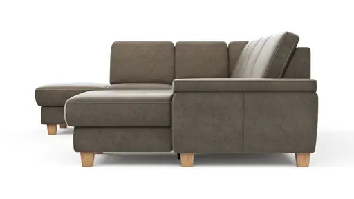 Wohnlandschaft Sommerville - Ecke links mit 2,5-Sitzer und Longchair rechts, Stoff, Braun