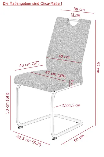 Freischwinger - Stoff, Dunkelgrau