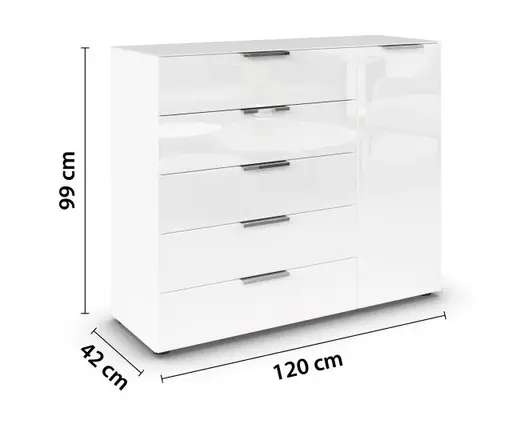 Kommode RIPP- Weiß, Glas, Weiß