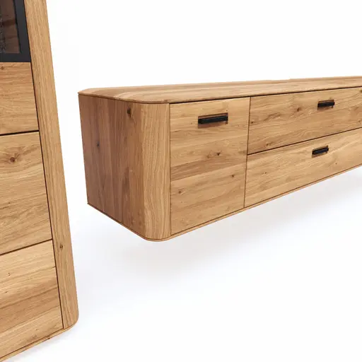 Wohnwand Vigo - Wildeiche massiv, Natur geölt