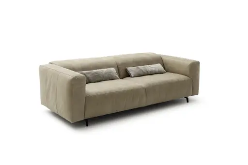 Sofa Arrezo - 3,5-Sitzer, Leder Taupe, Rücken verstellbar