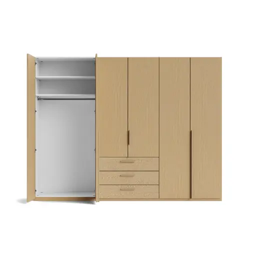 Drehtürenschrank Caluma - B. ca. 300cm, Furnier, Balkeneiche