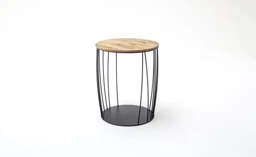 Beistellstisch Pavia - Durchmesser ca. 45 cm, Eiche massiv, Vintage