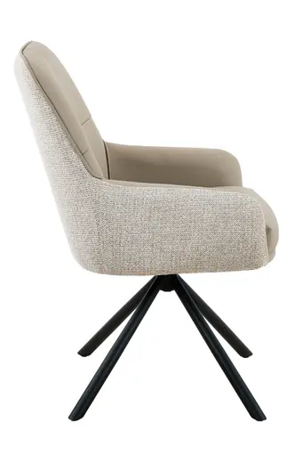 Armlehnstuhl - drehbar, Leder & Stoff, Cappuccino, Beige